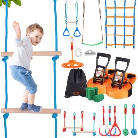 Ninja Warrior Obstacle Course for Kids, 2 x 65 ft Weatherproof Slacklines, 500lbs Weight Capacity Monkey Line, Outdoor Playset Equipment