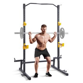 Squat Stand Power Rack, Multi-Functional Power Rack with Pull up Bar, Hook, and Weight Plate Storage Attachment, Adjustable Power Rack Cage