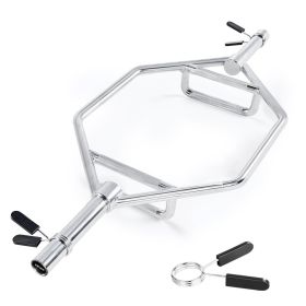 Trap Bar Hex Bar, 2-Inch Hex Barbell, 800 LBS Capacity Shrug Bars with Knurled Grips, Weightlifting and Strength Training Equipment (Structure: Integrated, Color: Silver)