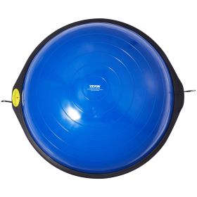 Half Exercise Ball Trainer, 26 inch Balance Ball Trainer, 1500lbs Capacity Stability Ball, Yoga Ball with Resistance Bands & Foot Pump (Top Non-Slip Texture: Wavy Pattern, Color: Blue)